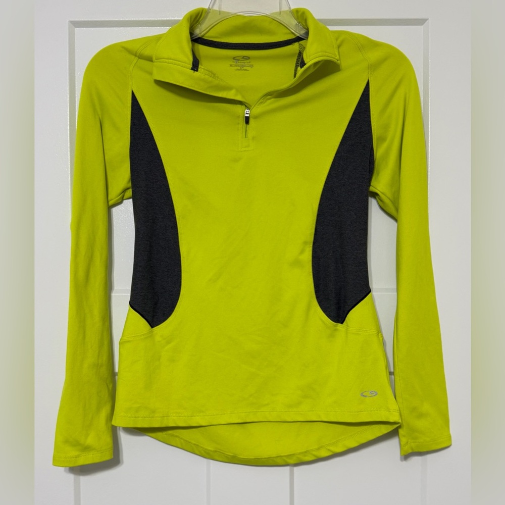 923:  Champion Neon Green and Black Quarter-Zip Performance Pullover - Small